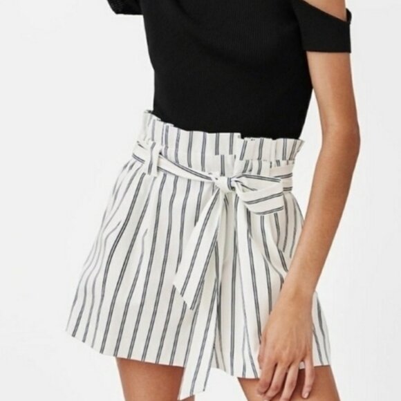 Zara White Striped Wrap Around Dress Shorts XS - Picture 1 of 3